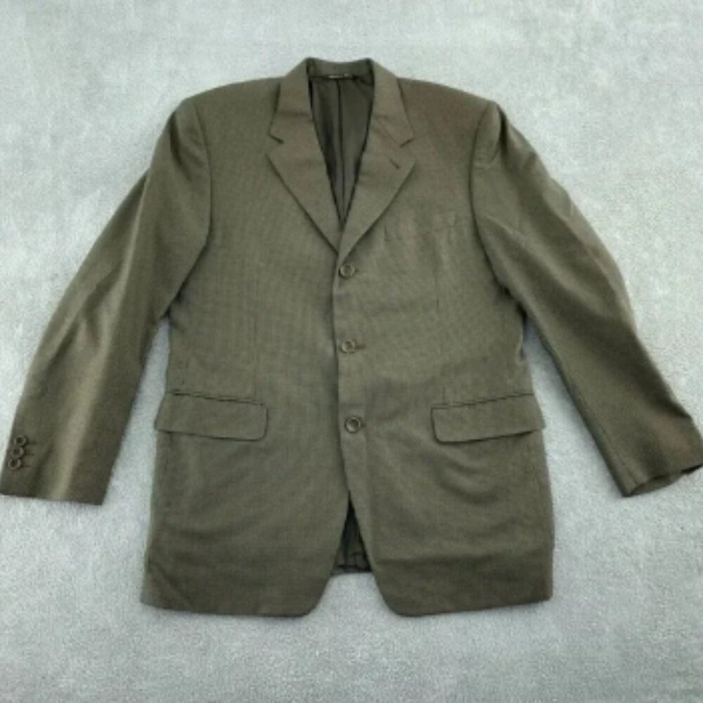 Canali Proposta Mens Silk Wool Blazer Jacket Olive Green Size 40R 0177
